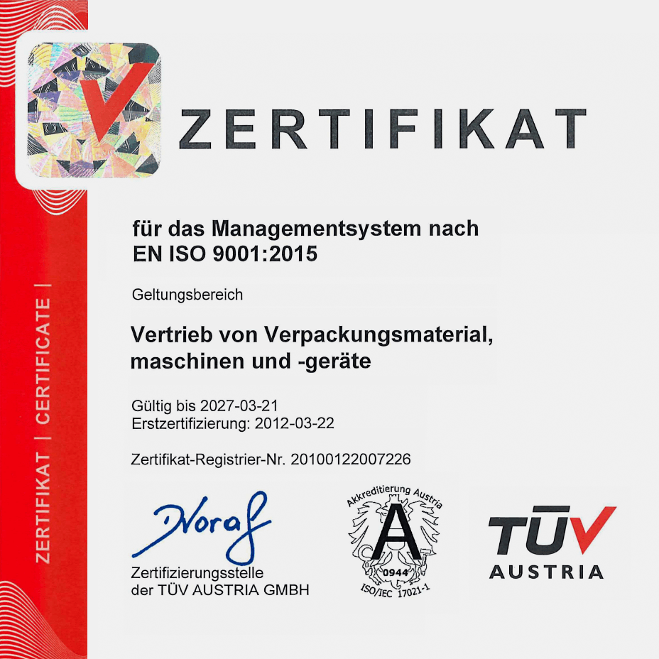 Trendpack ISO 9001 Zertifikat
